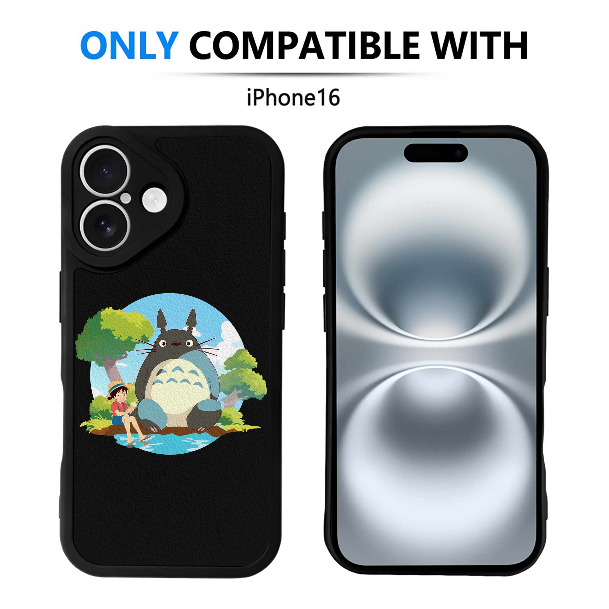 （画像用） となりのトトロ 草壁メイ 草壁サツキ My Neighbor Totoro Satsuki Kusakabe Mei Kusakabe 【iPhone 16シリーズ対応】シリコンスマホケース（レザー調） 材質：シリコン